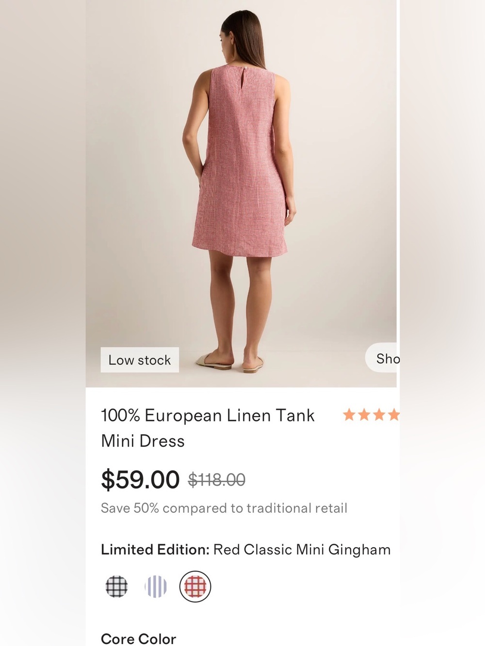 100% European linen tank mini dress. - Picture 7 of 11